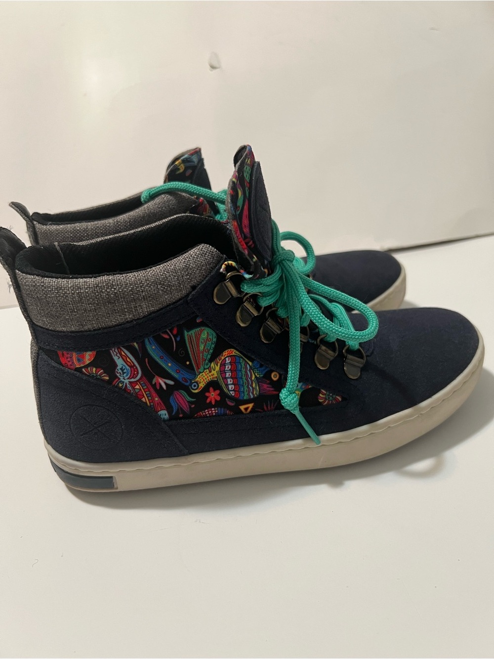 INKKAS Zocalo Vegan Camping Boots Floral Bird Design Boho Skater SZ 7 - Picture 2 of 13